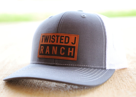 TJR - Leather Patch - Charc/White