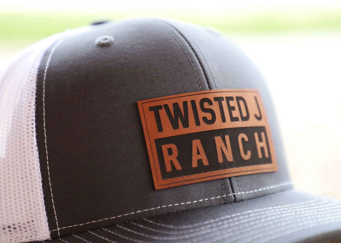 TJR - Leather Patch - Charc/White