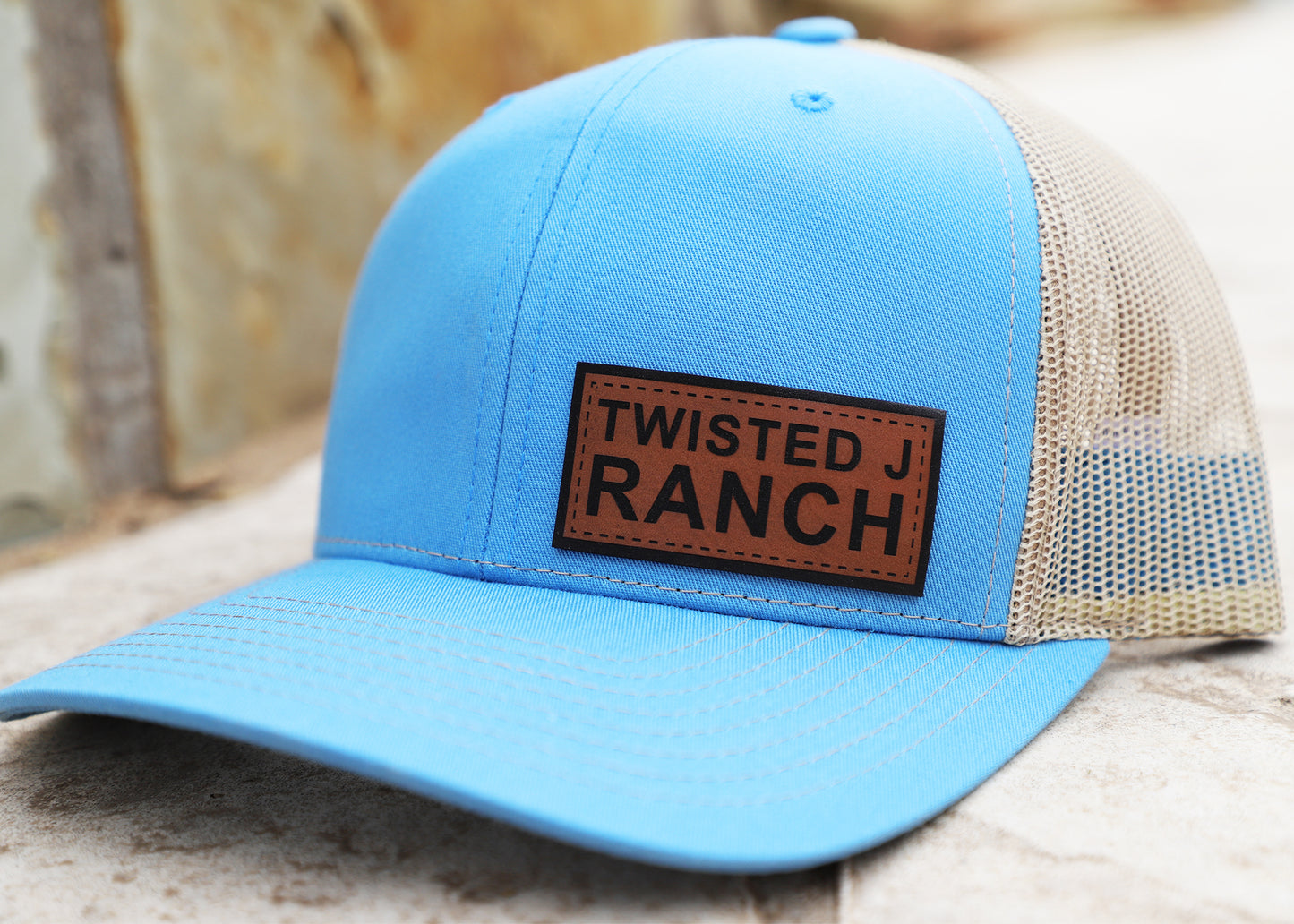 TJR - Leather Patch - Col Blue/Khaki