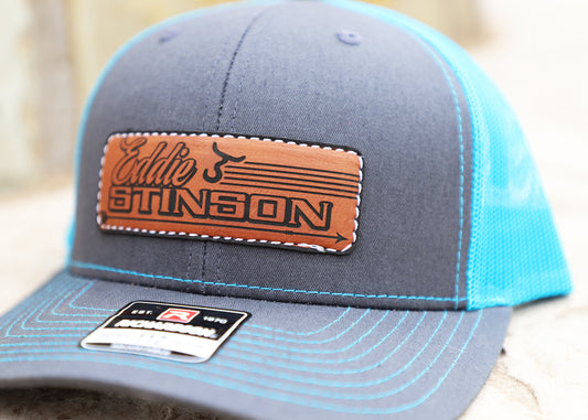Eddie Stinson - Leather Line Patch - Charcoal/Neon Blue