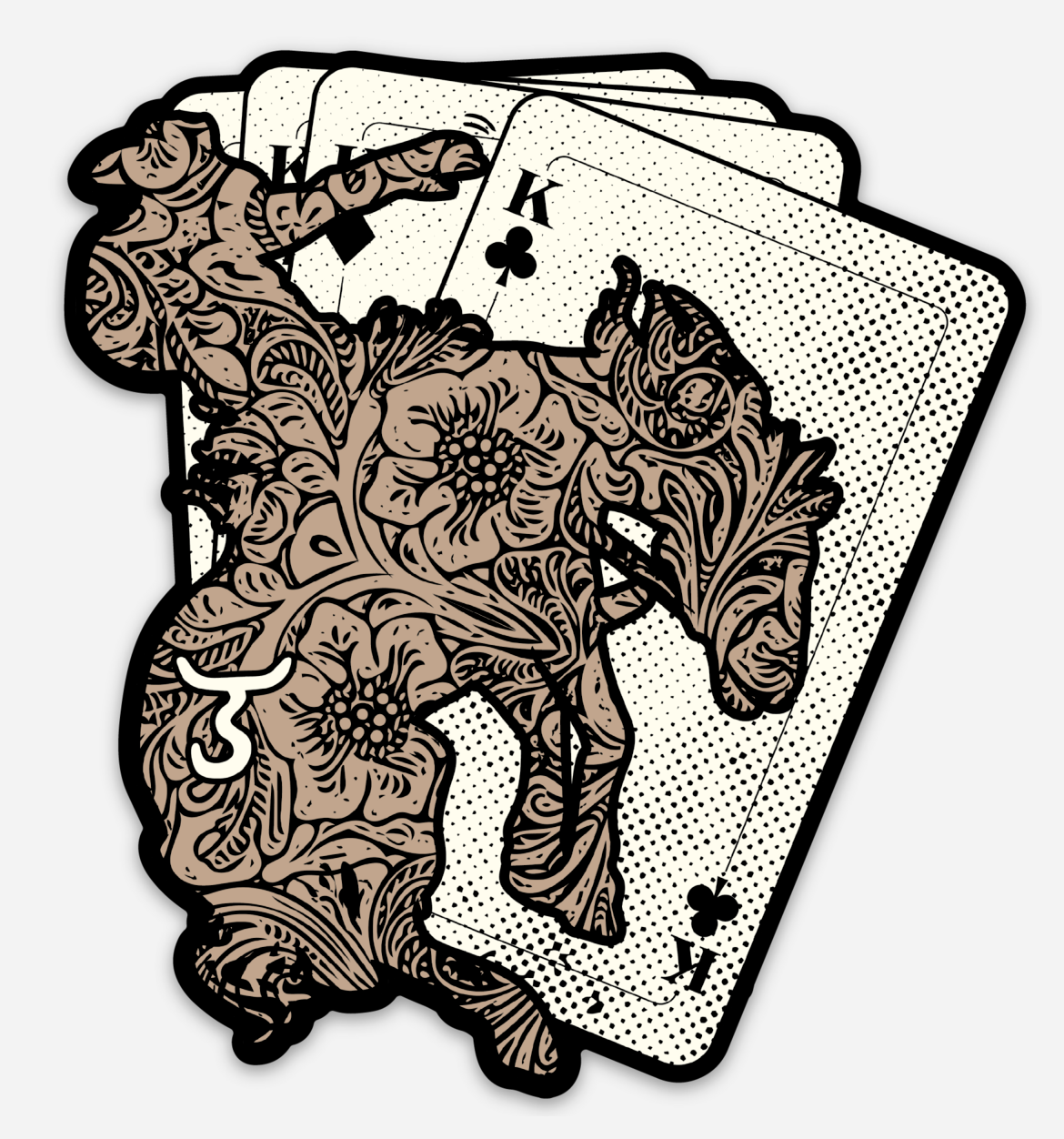 Tooled Buck & Cards Sticker